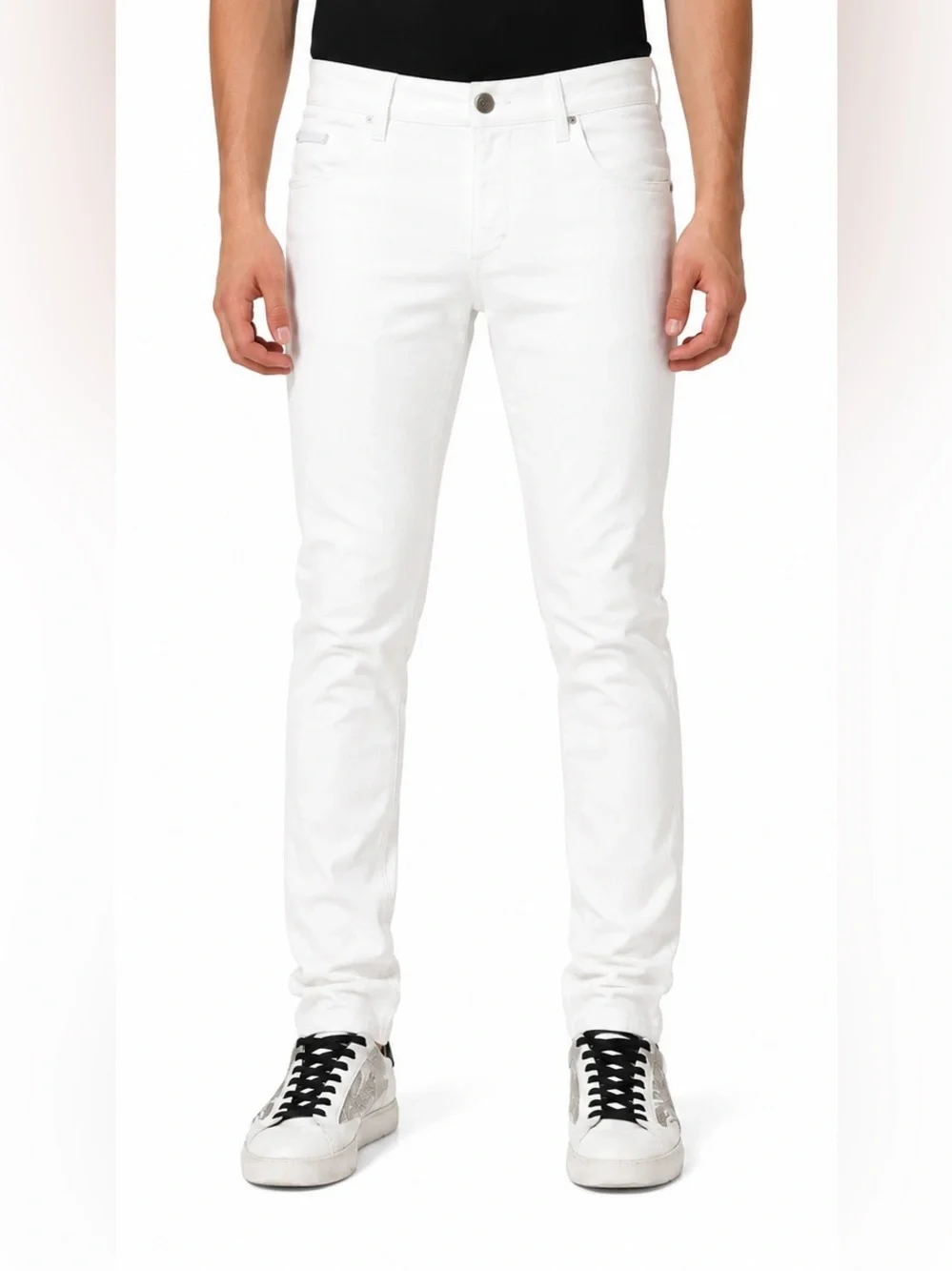 Dolce & Gabbana 2005 Gun Embroidered White Skinny Jeans IT 48 Rare